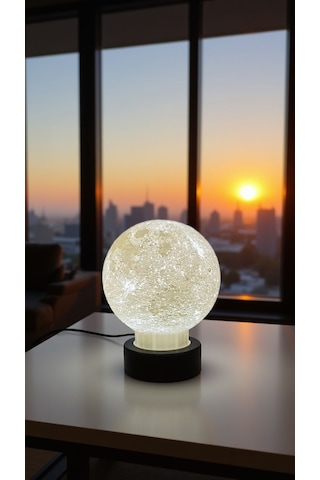 3d Ay Lamba Led Gece Lambası Dekoratif Ay Küre Işıklı Masa Lambası Beyaz