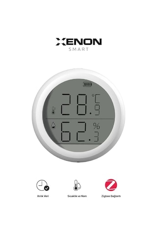 Xenon Smart Akıllı Dijital Termometre Zigbee Protokollü Isı ve Nem Ölçer (Higrometre) X7608
