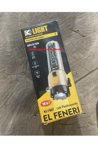 Kl Pro F-37 Şarjlı El Fener Kamp Feneri Çakmak Alarm Çekiç Çakar Optik Zoom 10ın1 Sarı