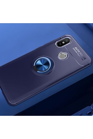 Xiaomi Mi 8 Kılıf Yüzüğü Stant Ve Araç Tutucu Olabilen Şık Esnek Premium Silikon Kapak Ryc/ravel Mavi