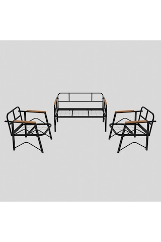 Mb Garden Furnıture Simetri Model, Balkon, Bahçe, Cafe, Metal Koltuk Takımı,bahçe Takımı,çay Seti, 2+1+1+masalı Süngerli Antrasit