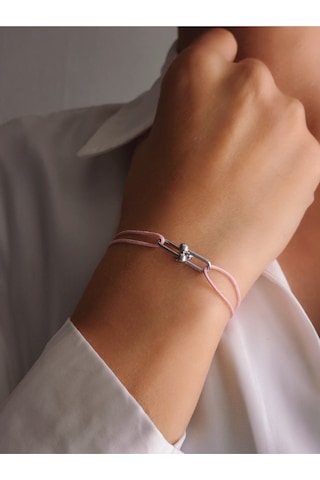 Tiffany Model Deri İpli El Yapımı Silver Pembe Renkli Bileklik Pembe