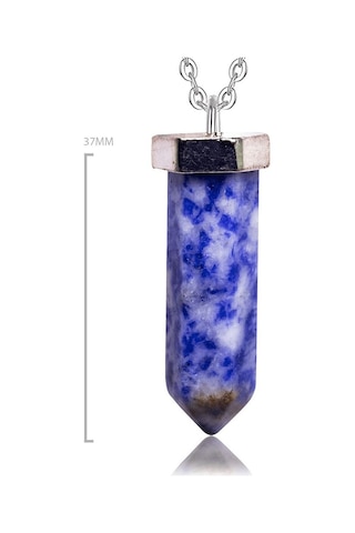 Erilsa Sertifikalı Gerçek Çivi Model Doğal Lapis Lazuli Taşı Kolye - Tel Sargılı Çok Renkli