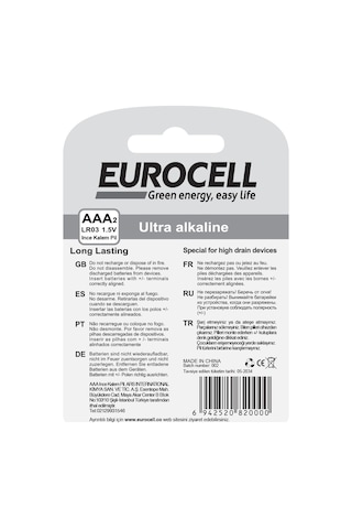 Eurocell- Aaa2 Lr03 1.5 V İnce Kalem Pil