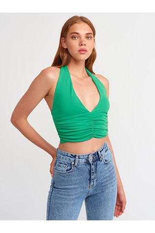 Dilvin 20154 Büzgü Detaylı Crop Top