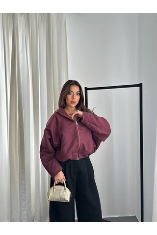 Hopıan Kadın Bordo Oversize Sweatshirt