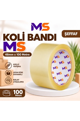Koli Bandı Şeffaf 45 Mm X 100 Metre Güçlü Yapışkanlı Paketleme Bantı Bantları Kopmayan 1 Adet