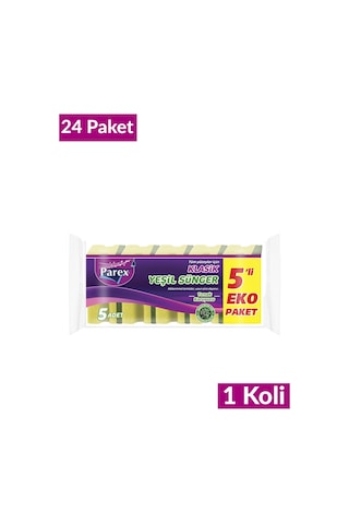 Klasik Yeşil Sünger Oluklu 5'li 24 Paket 1 Koli