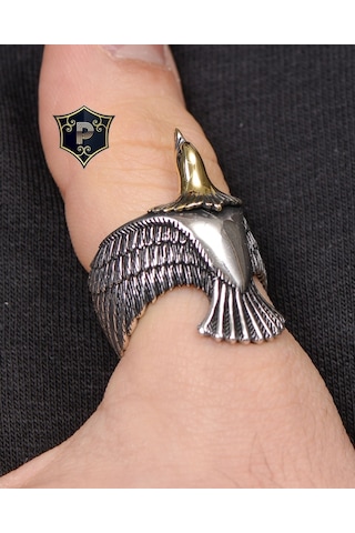 Gümüş Erkek Yüzük Kartalı Figürlü Zihgir (527796355)