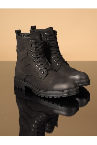 Konfores 1069 Hakiki Deri Anatomik Erkek Bot - Nkt01069-siyah Nub Siyah Nubuk