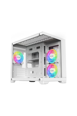 Revenge Nova 3 RGB Fanlı Temperli Cam Boş Panel M-ATX Oyuncu Bilgisayar Kasası Beyaz