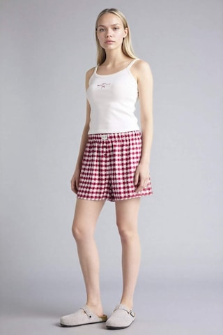 Defacto Kareli Şort Pijama Altı G7995ax26spbr205 Bordo-br205