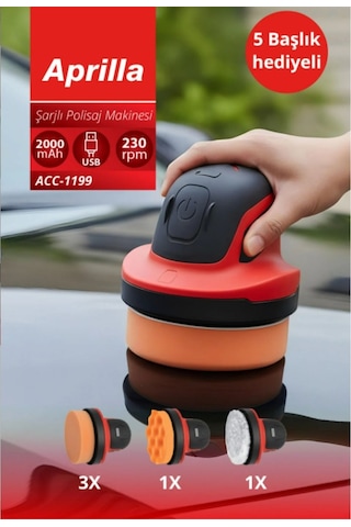 Aprilla ACC-1199 Şarjlı Polisaj Makinesi + Pasta Cila + Sünger Set