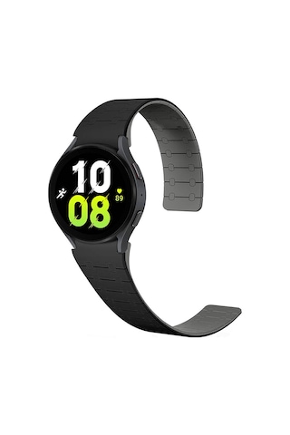 Xemu Galaxy Uyumlu Watch 6 44mm Krd-111 20mm Çizgili Desenli Silikon Kordon-siyah