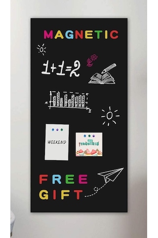 Mıknatıslı Pano , Siyah Dekoratif Metal Magnet Panosu 75X35 Cm
