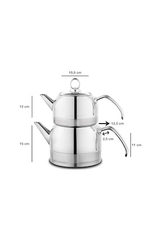 Schafer Ada Çaydanlık Takımı Büyük Boy Çaydanlık Takımı Gümüş