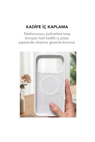 Apple İphone 17 Pro Max Uyumlu Magsafe Lansman Silikon Kılıf Beyaz