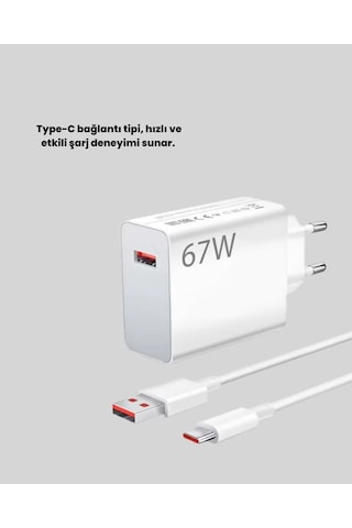 67 Watt Type C Hızlı Şarj Başlık Xiaomi Black Shark Uyumlu Yeni Nesil Renkli