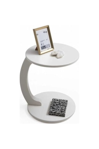 Lunora Kayın Ahşap C Yan Sehpa Beyaz