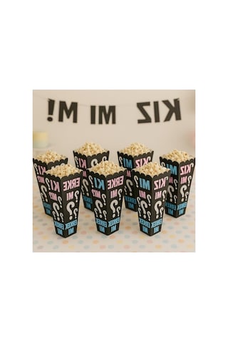 8'li Popcorn Kutusu Seti, Baby Shower Ve Cinsiyet Partisi İçin