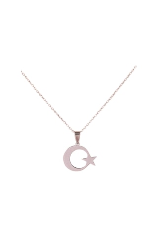 Gümüş Renk Ay Yıldız Çelik Kolye Kararmaz Paslanmaz Çelik Anlamlı Ve Şık Unisex Gümüş