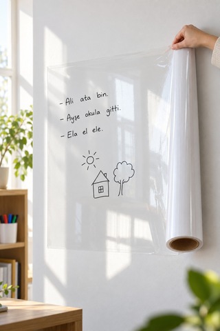 2 Adet Kendinden Yapışkanlı Şeffaf Tahta Filmi Pvc Silinebilir Duvar Yazı Tahtası Film 2 Metre X 60 Cm, Okul Kreş Adhesive Dry-erase Diğer
