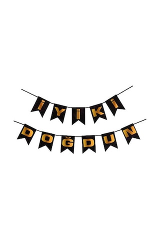 Siyah-gold İyi Ki Doğdun Banner Tüm Yaşlar