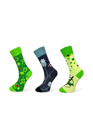 3'lü Unısex Yonca Ve Uğur Böceği Tasarımlı Esnek Nem Alabilen Pamuklu Spor Soket Çoraplar Çok Renkli
