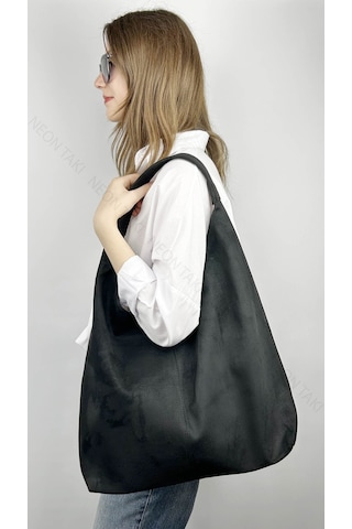 Salaş Süet Omuz Çantası, Çanta 76, Siyah Renk Siyah