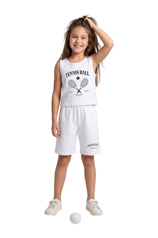 New Kids Kız Takım Çocuk Sıfır Kol Tennis Baskılı Kız Takım -91207 Beyaz