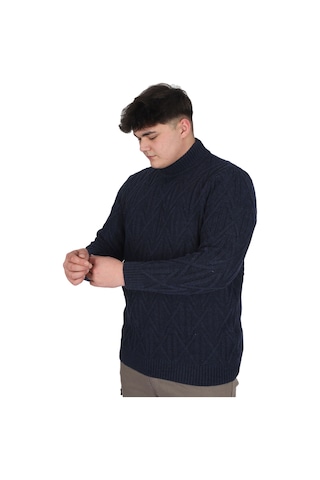 Mode Xl Büyük Beden Erkek Kazak Yarım Balıkçı Yaka Infınıty 24212 Lacivert Lacivert