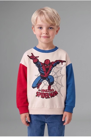 Defacto Marvel Spider-man Baskılı Renk Bloklu Oversize Sweatshirt Erkek Bebek I3542a526wner118 Ekru-er118