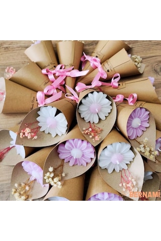 Papatya Buketi Mum, Düğün Hediyesi, Nikah Şekeri, Bebek Şekeri, Çiçek - 20 Adet