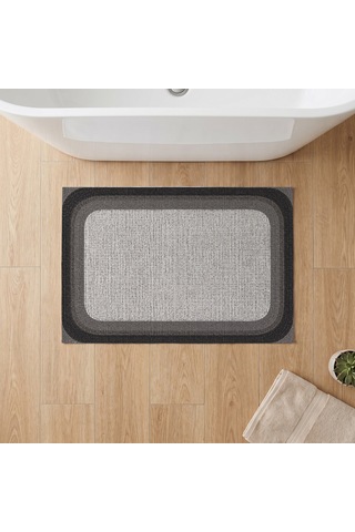 Kartela Halı Jüt Görünümlü Banyo Paspası Antrasit Kaymaz Taban Makinede Yıkanabilir 50x75 Cm