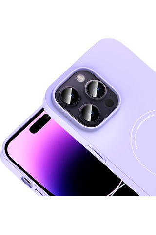 iPhone Uyumlu 14 Pro Max Kılıf M-safe Şarj Özellikli Kamera Korumalı Ata Elio Sert Pc Kapak - Lila Çok Renkli