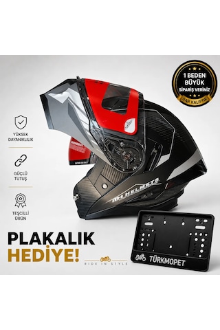 Mh Sports Çene Açılır Güneş Vizörlü Kask + Plakalık Mat Siyah