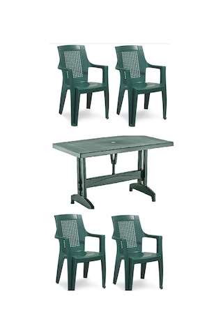 Buyukarısoy Elegance Rattan Efektli Plastik Sandalye + 70X120 Plastik Masa Tk