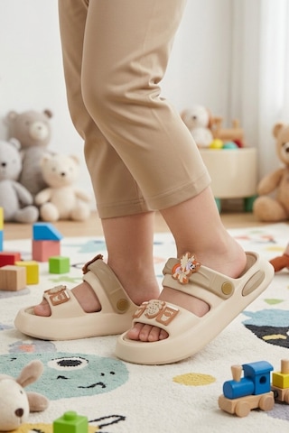 Walkway Ekru Hafif Esnek Eva Taban Unisex Çocuk Terlik 4505 F-p