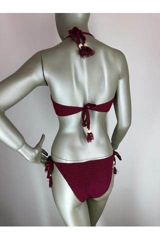 İvita Koyu Bordo Dantel Detaylı Çok Tarz El Yapımı Tığ Örgüsü Bikini