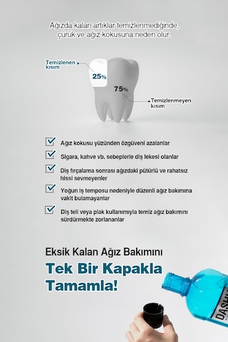 Dashu Daily Mouthwash Cool Mint Nane Aromalı Ağız Bakım Suyu 800 ML