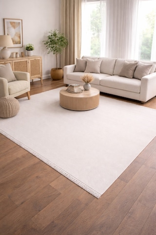 Okan Halı Krem Minimal Desenli Kaymaz Taban, 5 Mm İnce Halı Mutfak, Antre, Balkon, Salon Halısı Bej