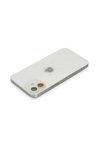 Mey İthalat iPhone Uyumlu 12 Mini Renkli Kamera Lens Koruma Cam - Turuncu-yeşil