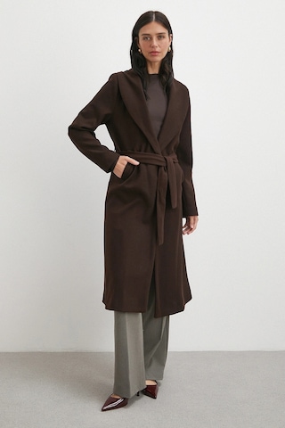 Kuşaklı Kaşe Kaban Kahve Kahve