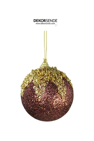 Yılbaşı Süsü Altın Pullu 2'li Top Bordo 10 Cm