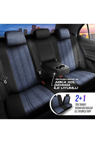 Panda Marsilya Serisi Keten Kumaş Oto Koltuk Kılıfı - Tam Set