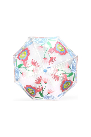 Denokids Çiçek Desenli Kız Çocuk Şeffaf Şemsiye Renkli