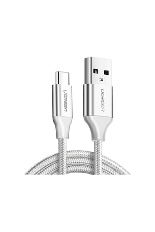 Ugreen Usb-c - Usb-a 3a Qc Örgülü Hızlı Şarj Kablosu, 1 M, Gümüş Beyazı, 60131