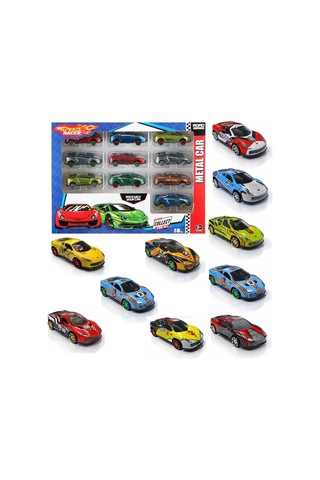 Speed Racer Road Series 10'lu Metal Araba Seti Metal Yarış Arabası Seti