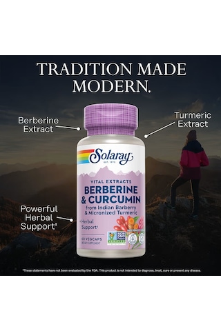 Solaray, Vital Extracts, Berberine & Turmeric Curcumin, 60 Vegcaps