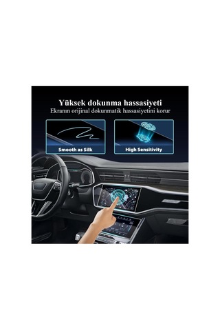 Audi Q8 Uyumlu Araç Ekran Koruyucu Set Multimedya Kumanda Gösterge Klima 9h Nano Kırılmaz Şeffaf